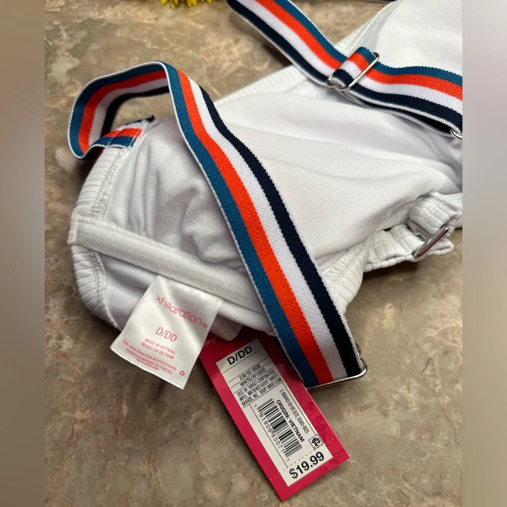 Juniors' Xhilaration Ribbed Bralette Bikini Top, White, swim top, D/DD, NWT - Picture 4 of 6